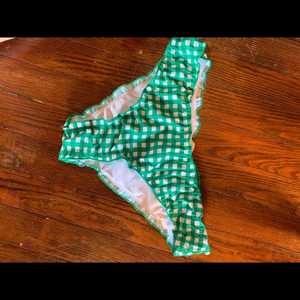 Green and white checkered bikini bottoms
